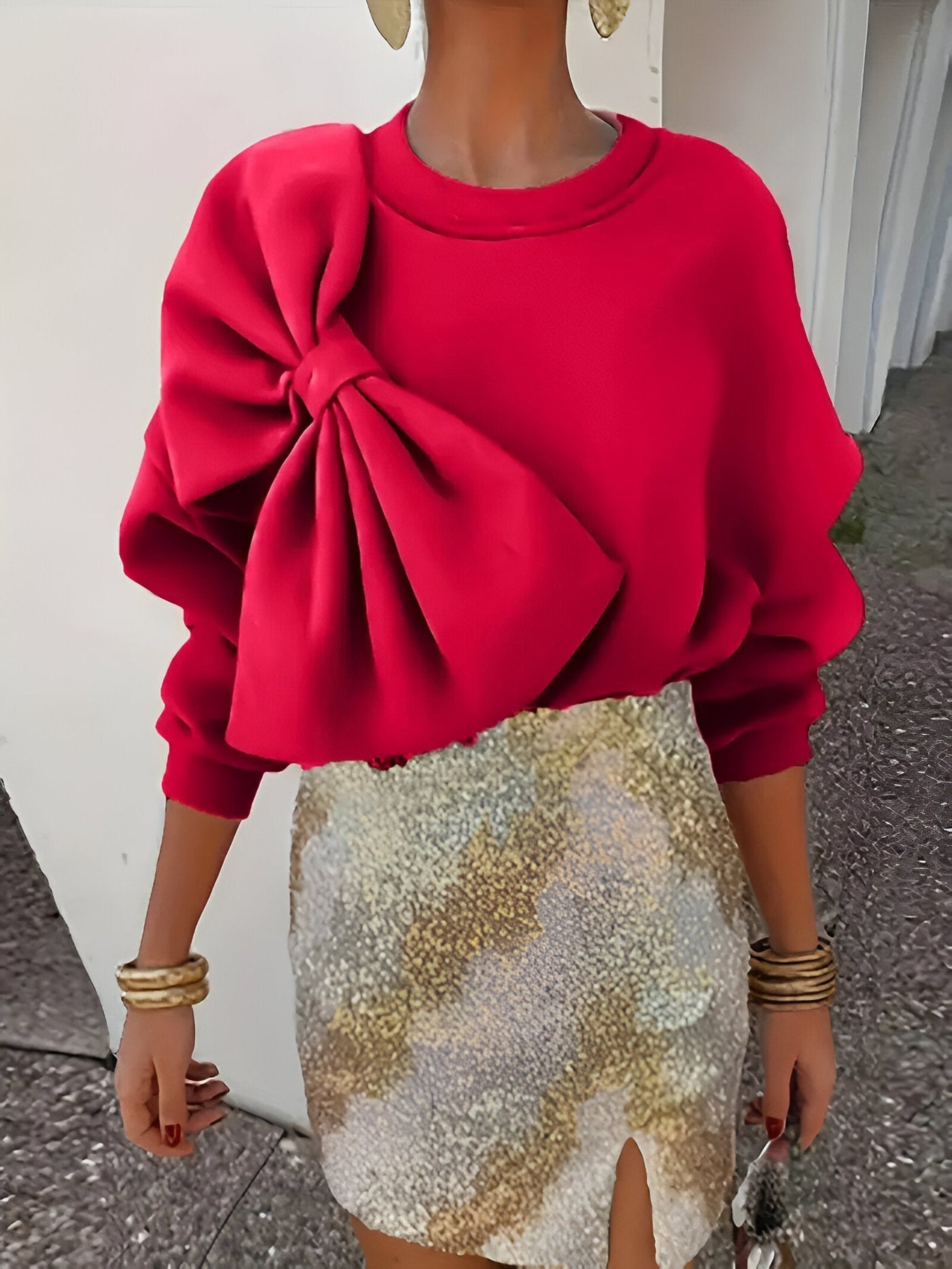 Neysha - stylischer pullover mit großer schleife