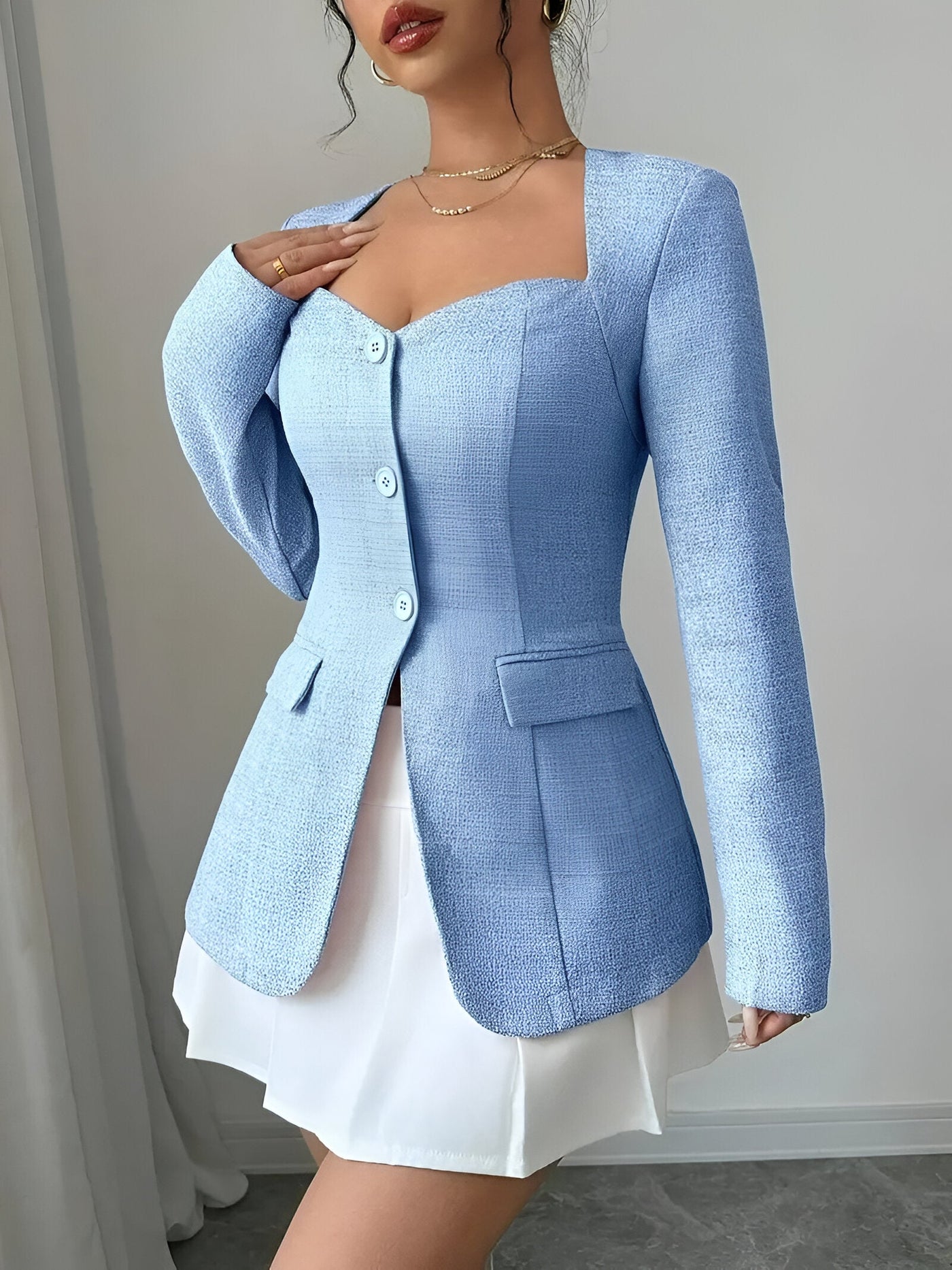 Evalene | Elegante Jacke mit Rüschendetails und langen Ärmeln für Damen