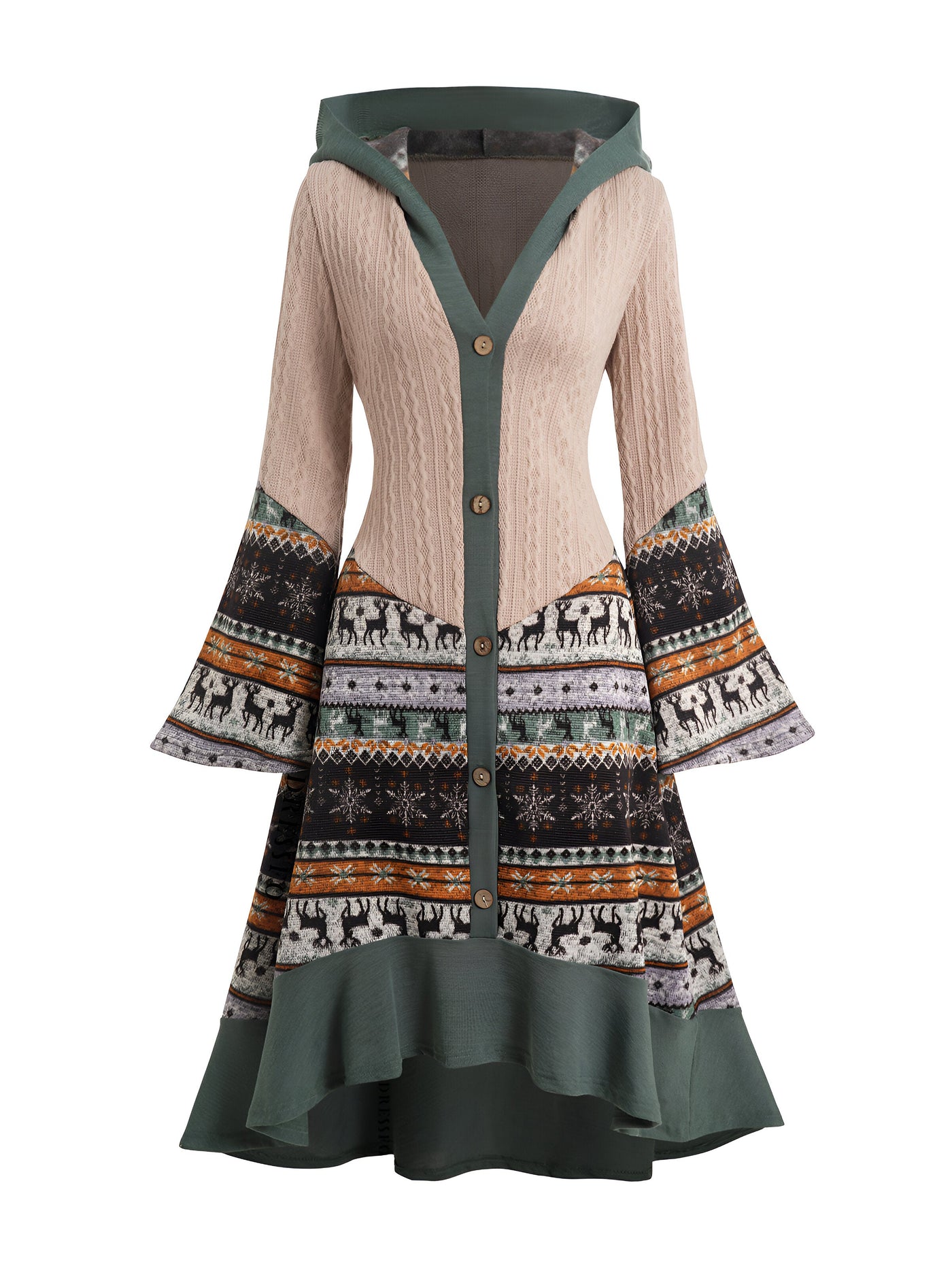 Tatjana | Gemütliches Weihnachtskleid mit Kapuze