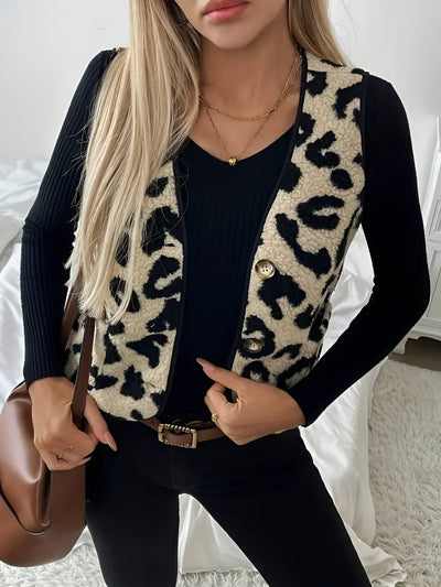 Daytona | Eleganter Cardigan mit Leopardenmuster und V-Ausschnitt