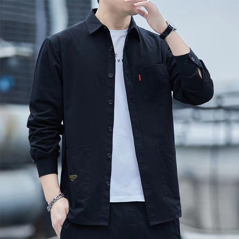 Brett – Lässiges Revers Langarmhemd mit Taschen für Herren