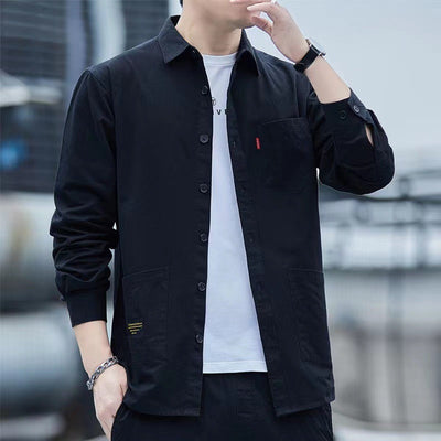 Brett – Lässiges Revers Langarmhemd mit Taschen für Herren