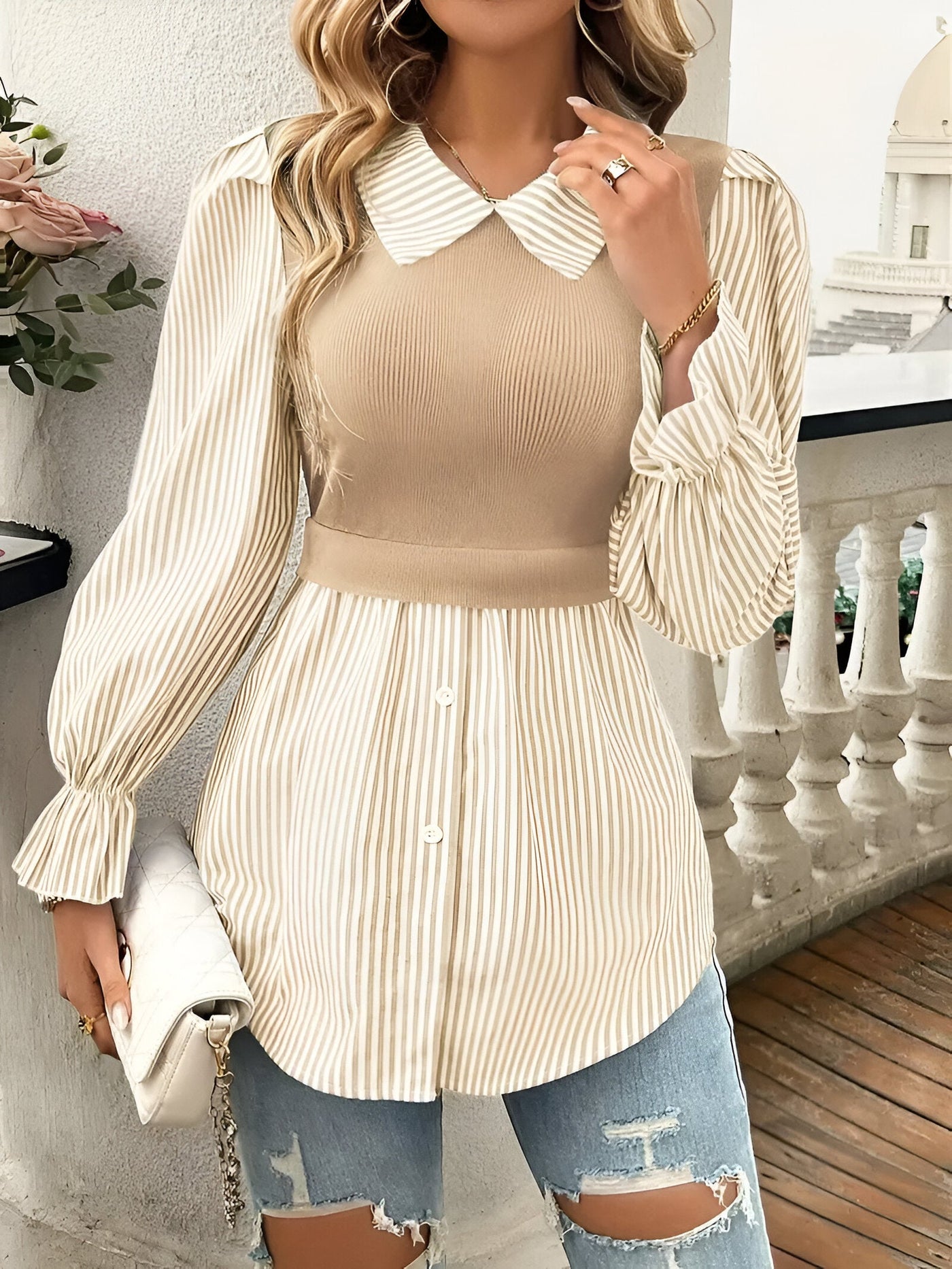 Juna | Stylische Bluse mit Blockstreifen