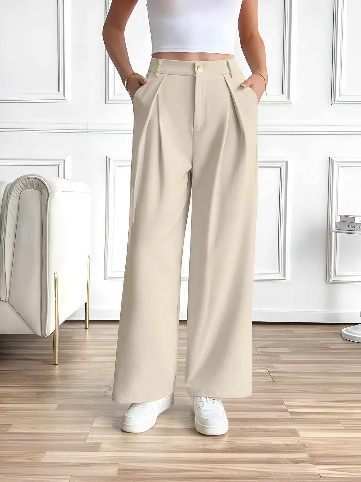 Edeltraud | Elegante Gerade-Hose mit Falten und Taschen