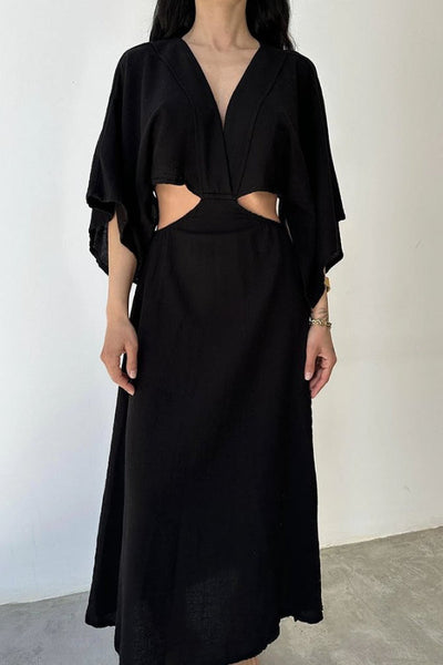 Elvira® | Schickes Kleid aus Baumwolle und Leinen mit freiliegender Taille