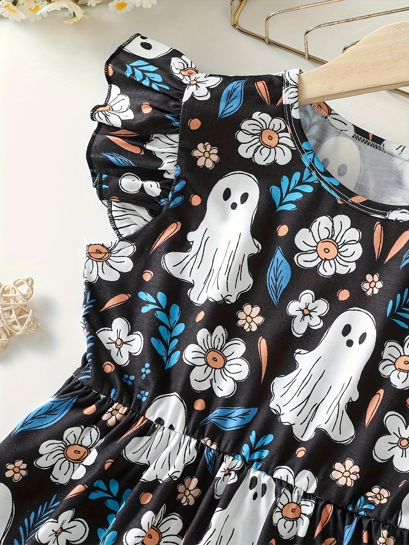 Mädchen Fit-and-Flare Kleid mit Geister-Print