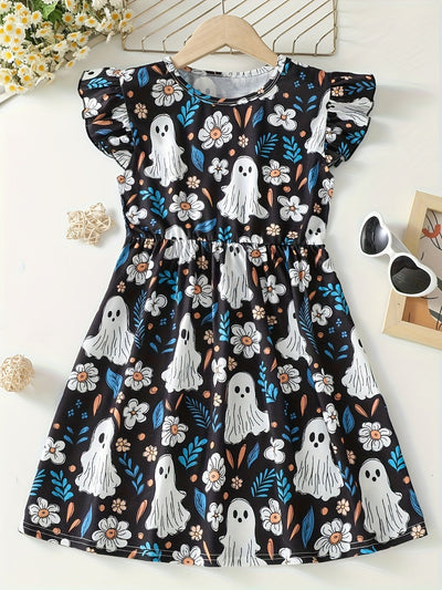 Mädchen Fit-and-Flare Kleid mit Geister-Print