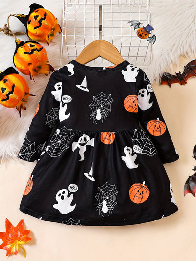 Halloween-Kleid für Baby Mädchen mit Print
