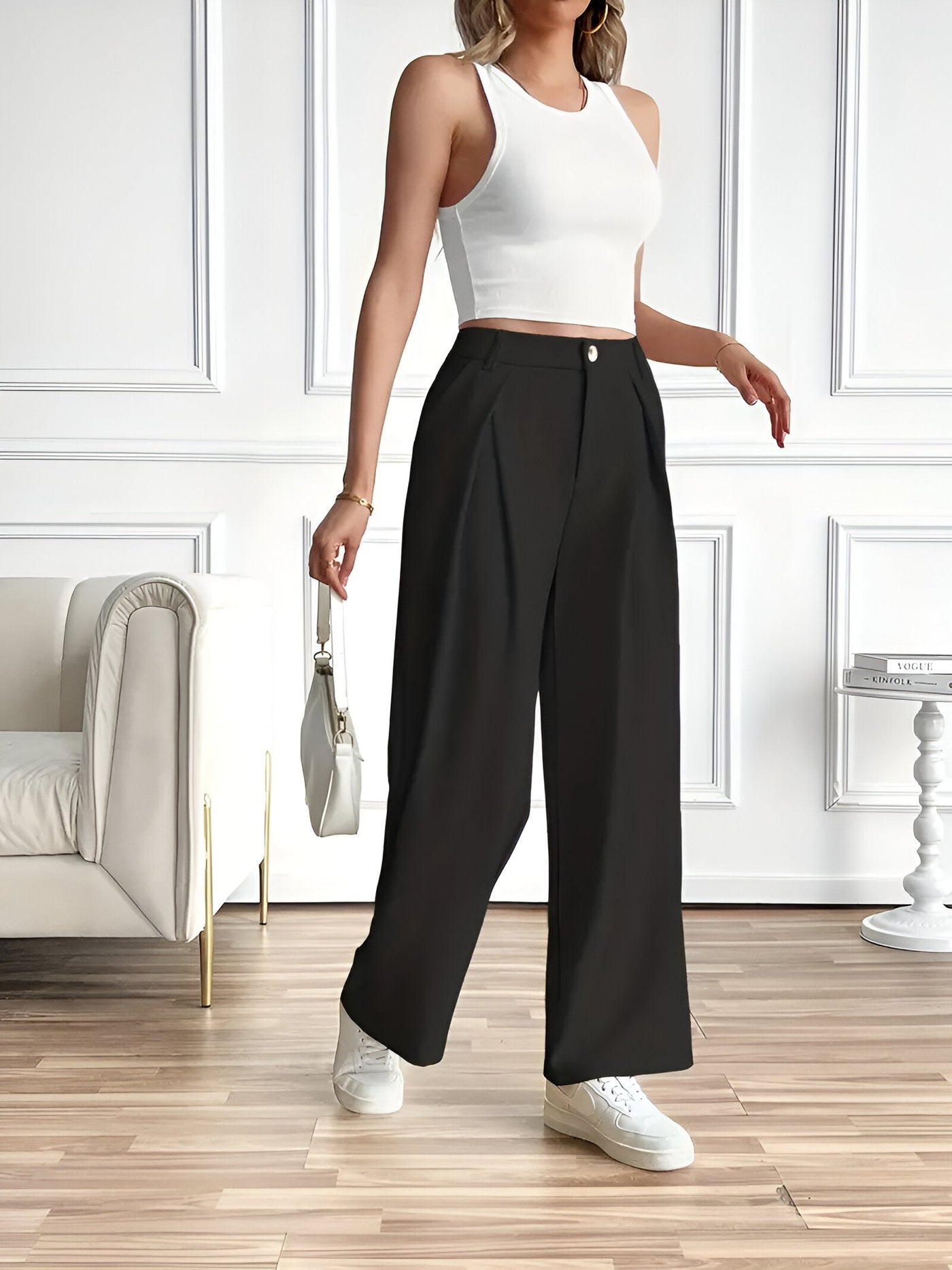 Edeltraud | Elegante Gerade-Hose mit Falten und Taschen