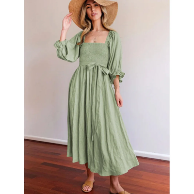 Elegantes Kleid für Damen mit französischen Rüschenärmeln – Ysaline