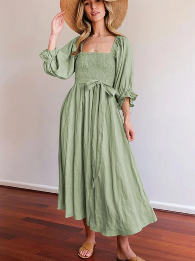 Elegantes Kleid für Damen mit französischen Rüschenärmeln – Ysaline