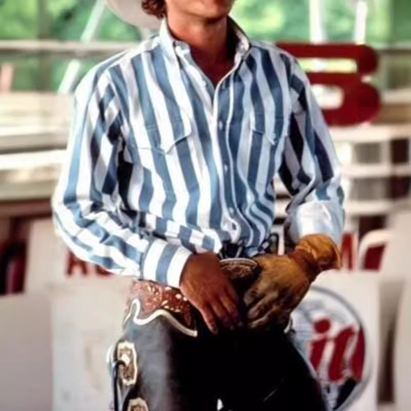 Damon – Lässiges Herrenhemd mit Retro-Print und langen Ärmeln