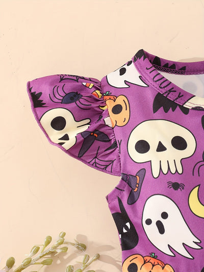 Mädchen Kleid mit Kürbis- und Geisterprint
