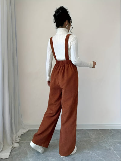 Leesha | Mühelos stilvoll: Lässiger Cord-Jumpsuit mit Knopfdetails