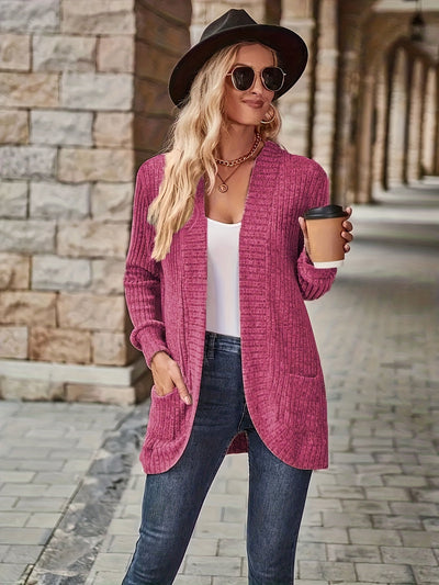 Einfarbige Offene Strickjacke - Vielseitig
