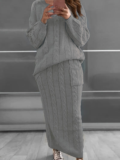 Beiges Strick-Outfit Set - Laura