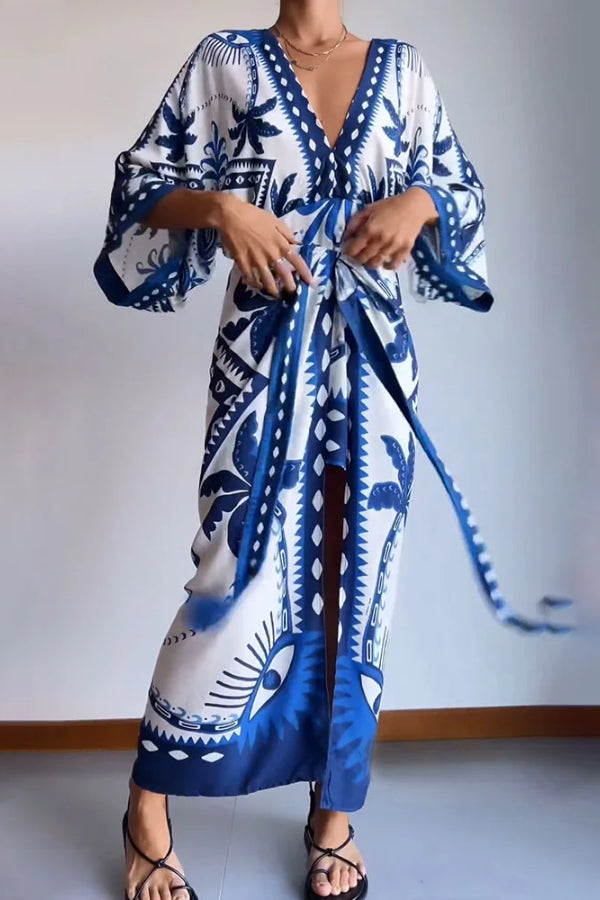 Charlotte® | Schickes, gefälschtes, zweiteiliges, bedrucktes Kleid mit Schnürung