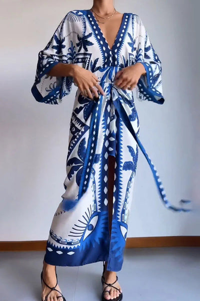 Charlotte® | Schickes, gefälschtes, zweiteiliges, bedrucktes Kleid mit Schnürung