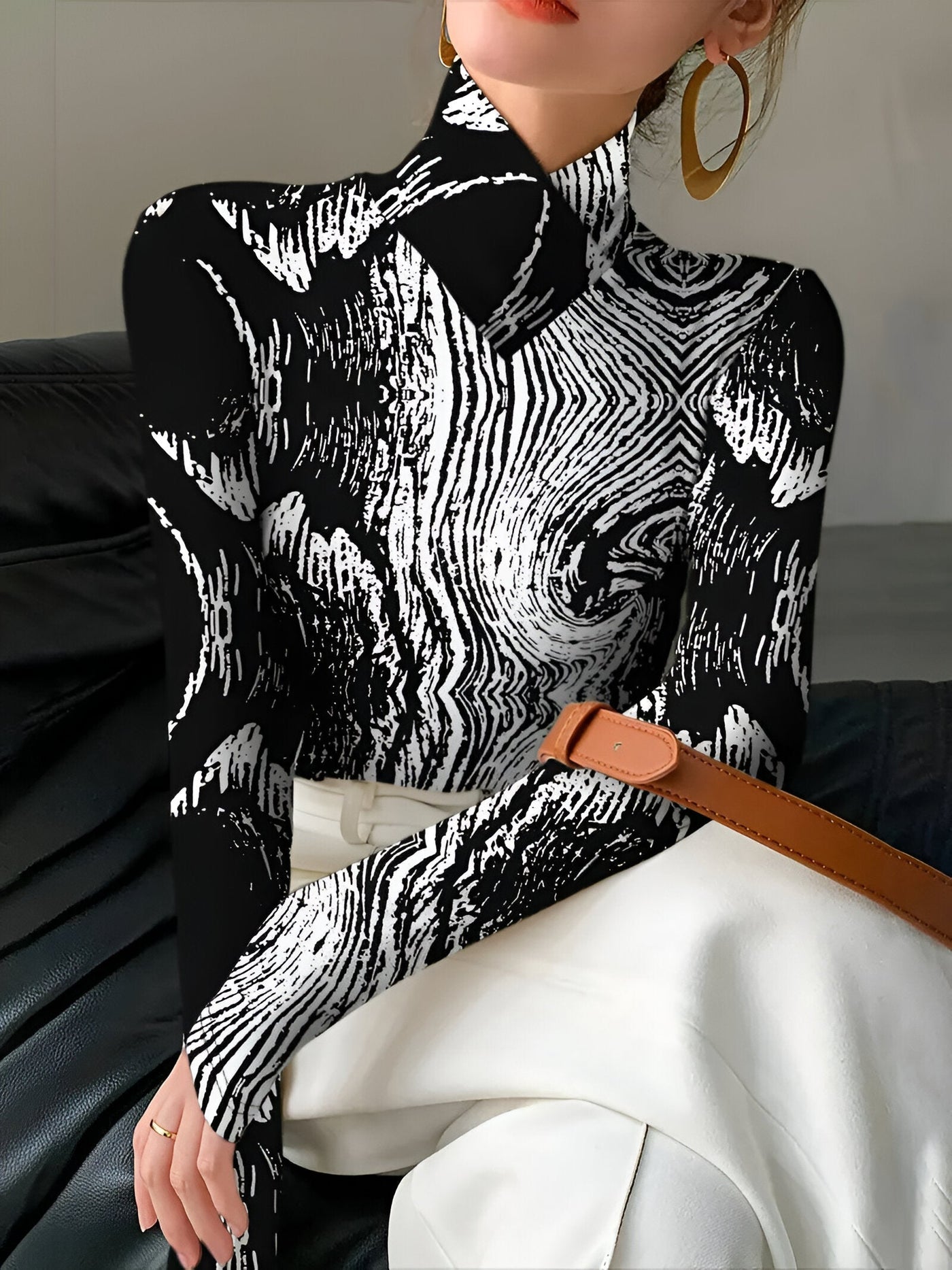 Ramona | schicker gestreifter rollkragenpullover mit langen armeln