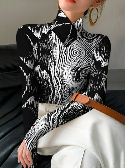 Ramona | schicker gestreifter rollkragenpullover mit langen armeln