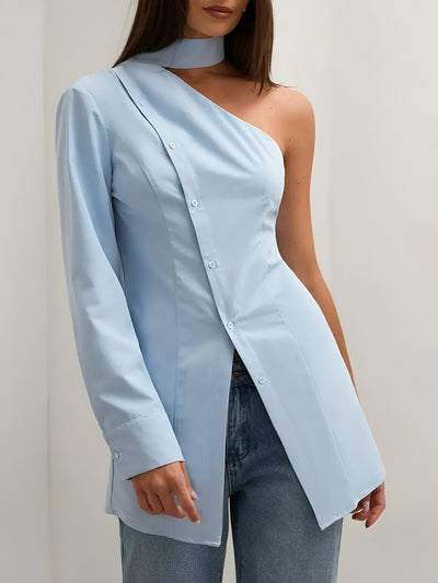 Mahenyld | Elegantes One-Shoulder Langarmshirt für Damen