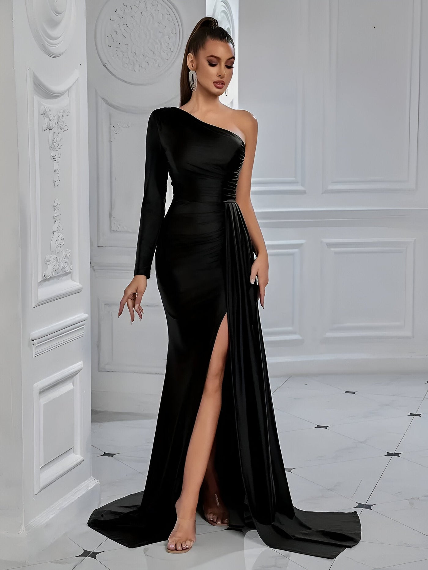 Samira | Elegantes Drapiertes Seidenabendkleid