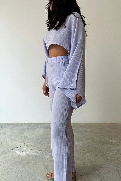 Teodora® | Zweiteiliges Set aus Fantasy-Lila aus Baumwolle und Leinen