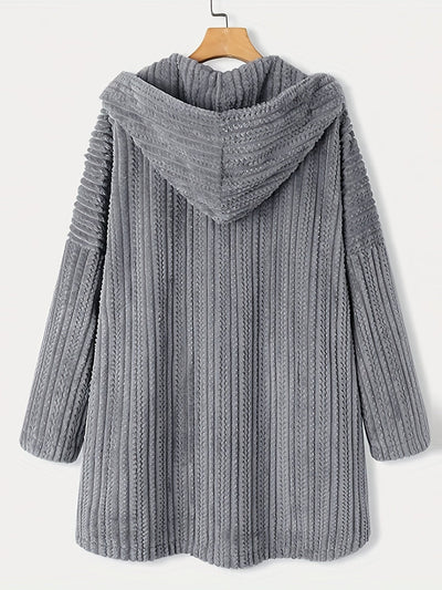Grauer Kapuzenmantel mit Knöpfen - Lara