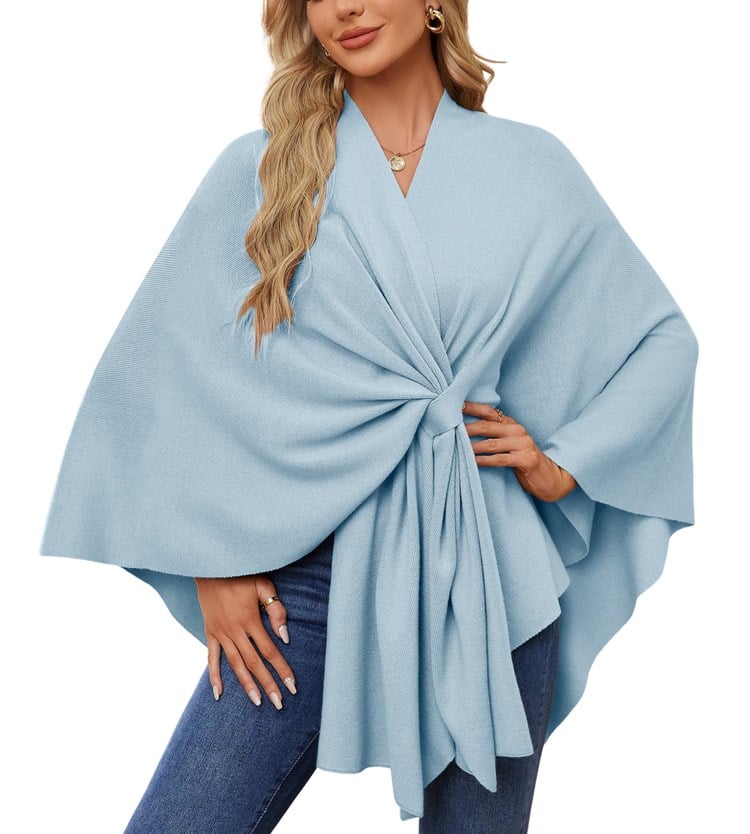 Eleganter Wickelponcho Ivory Weiß - Clara