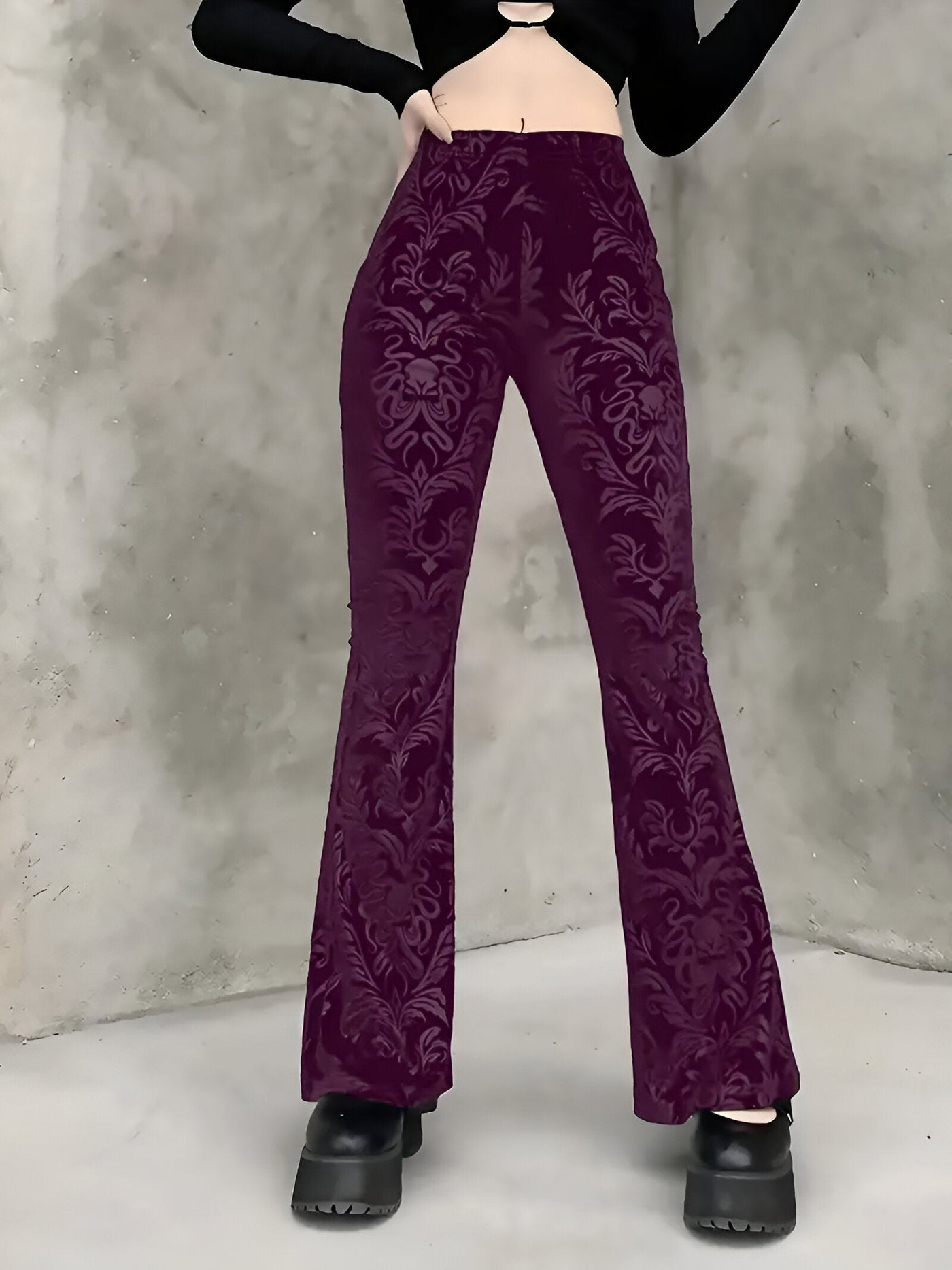 Bianca | Elegante Gothic Floral Schlaghosen