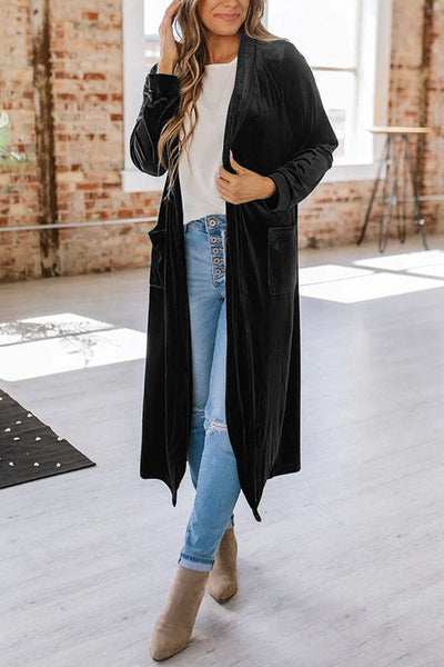 Lilly® | Samt-Cardigan ohne Knöpfe