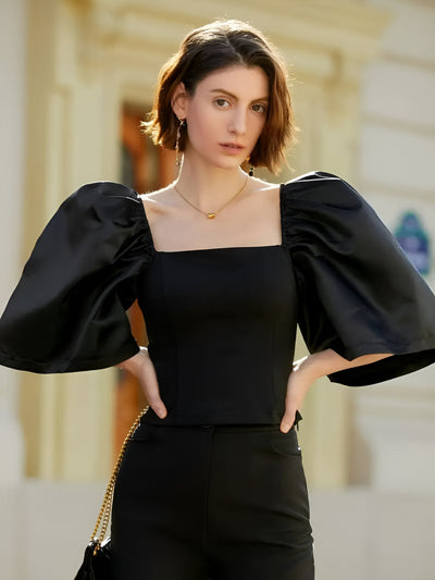 Renatta | Elegante Slim Bluse mit Quadrat-Ausschnitt