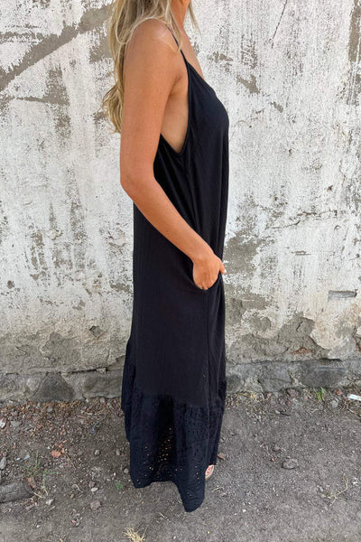 Laura® | Langes Strapskleid aus Baumwolle und Leinen