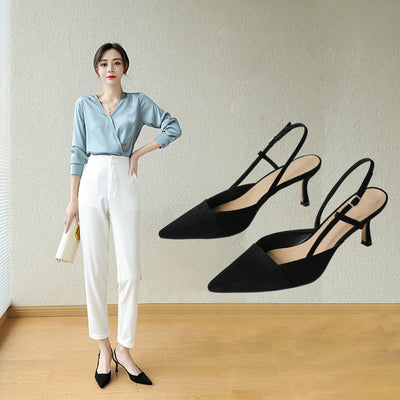 Louise – Damen High Heels aus Premium-Vegan-Veloursleder mit Schnalle