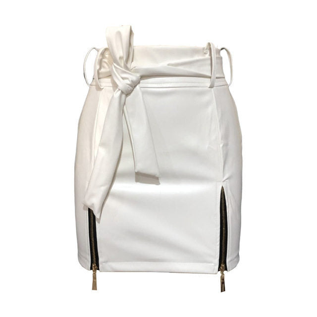 Damen Kurzer Bandage Wolff Leder Minirock – Aelonia