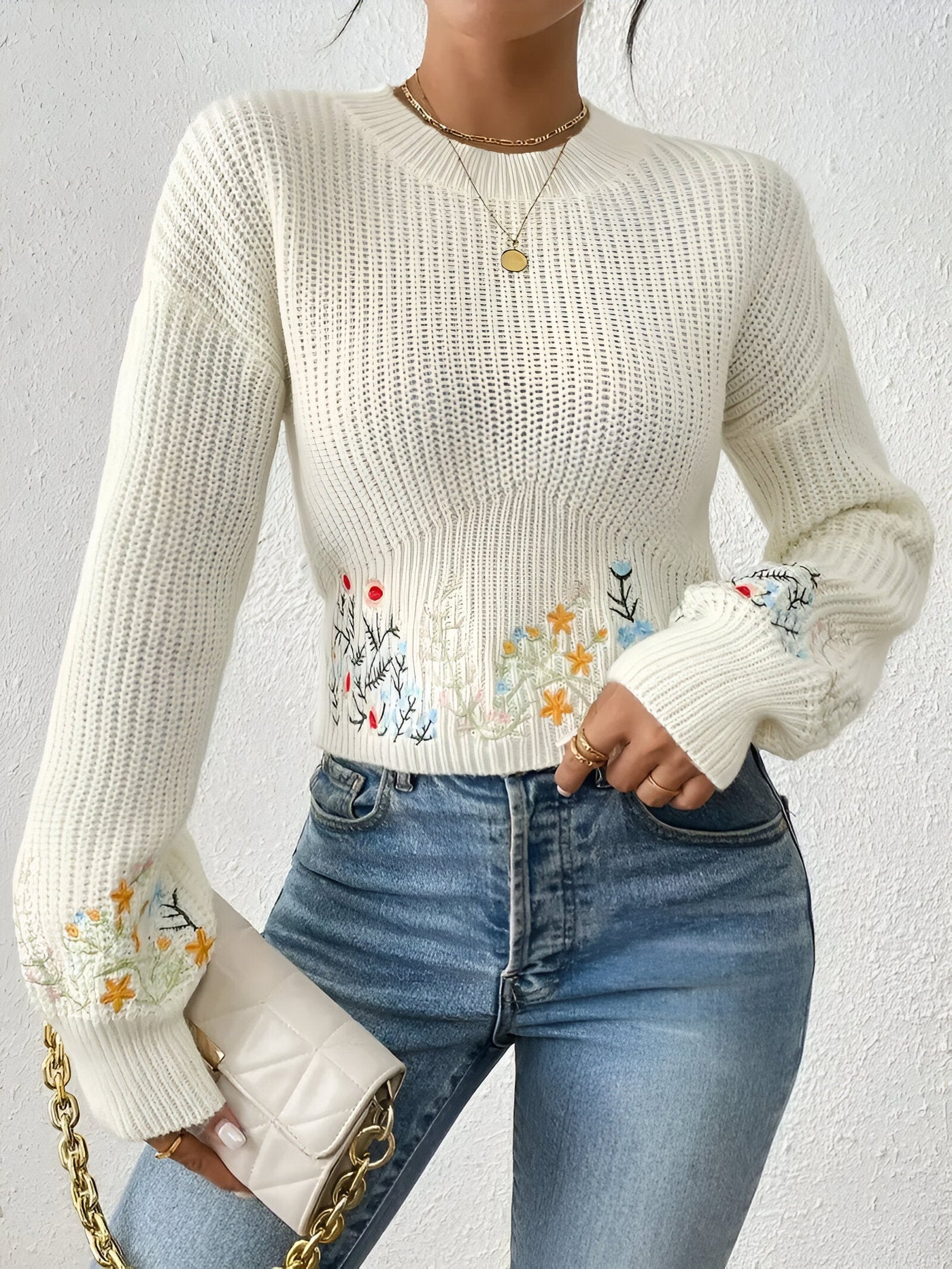 Icelynn | Eleganter Floral Strickpullover