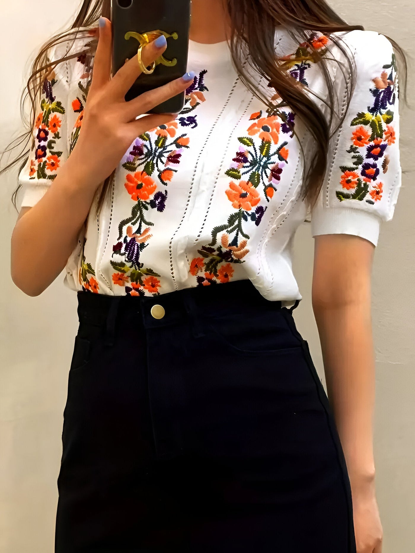 Nadette | Frisches Floral-Top mit kurzen Ärmeln