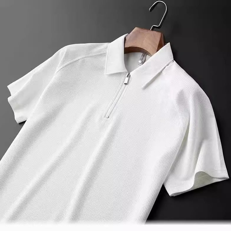 Jon – Sommerliches Polo-Shirt mit Halb-Zip und Blasenstoff