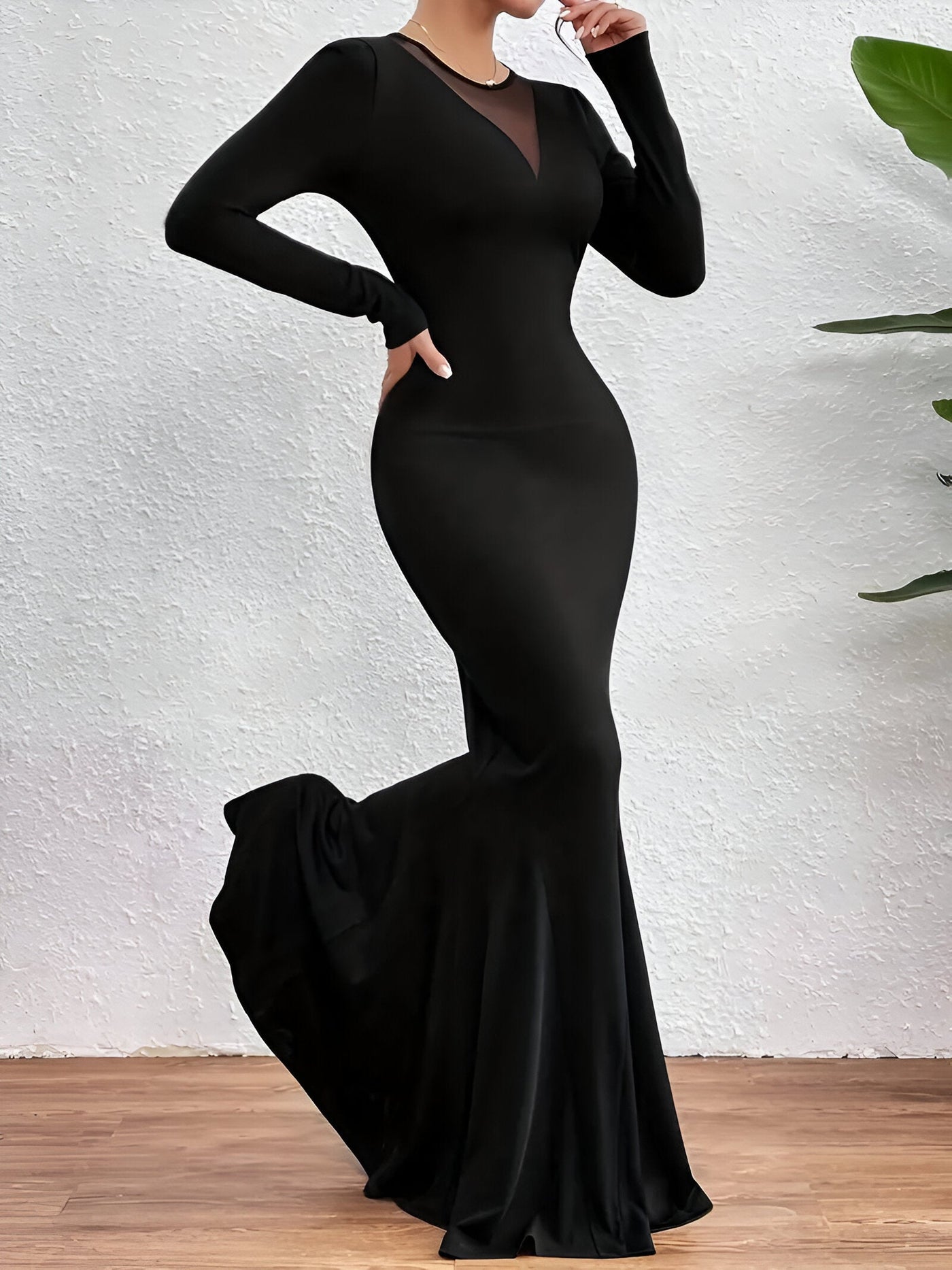 Ute | Elegantes Langärmeliges Mermaid-Maxikleid