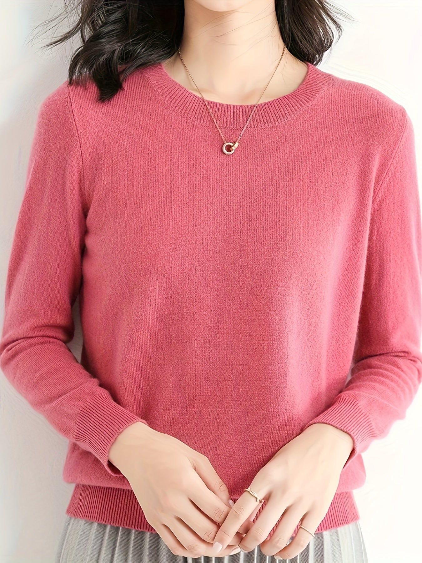 Lila Rundhalspullover – Sophia