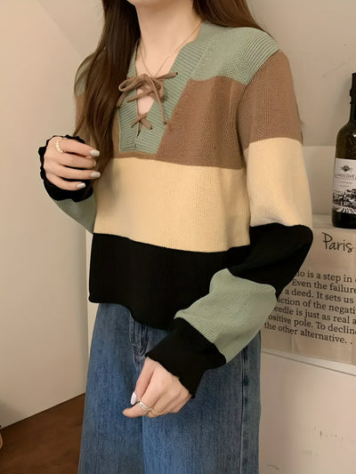 Rochelle | Strick-Perfektion – Schickes gestreiftes V-Ausschnitt-Pullover für Damen