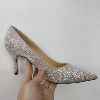 Jessie – Spitzenschuhe mit Strass und Perlen