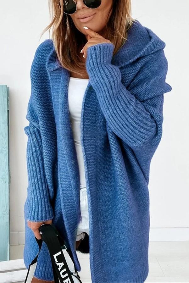 Blaue Kapuzenjacke mit Fledermausärmeln – Lara