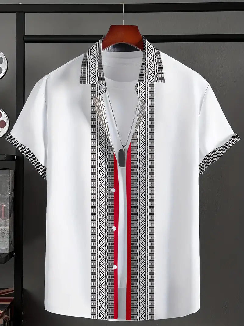 Mark – Lässiges Geometrisches Kurzarmhemd für Herren