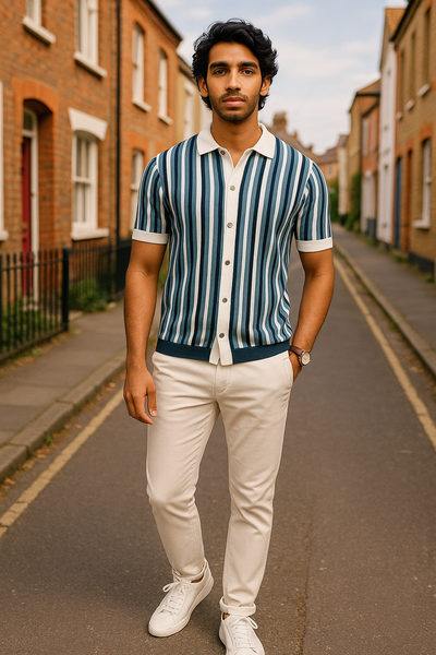 Renzo – Das gestreifte strickpolo für männer mit stilgefühl und premium-charakter