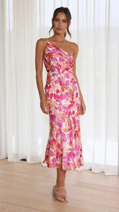 Karoline | Ein-Schulter-Blumenkleid