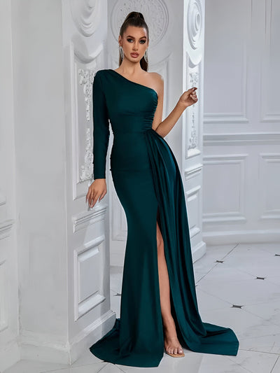 Samira | Elegantes Drapiertes Seidenabendkleid