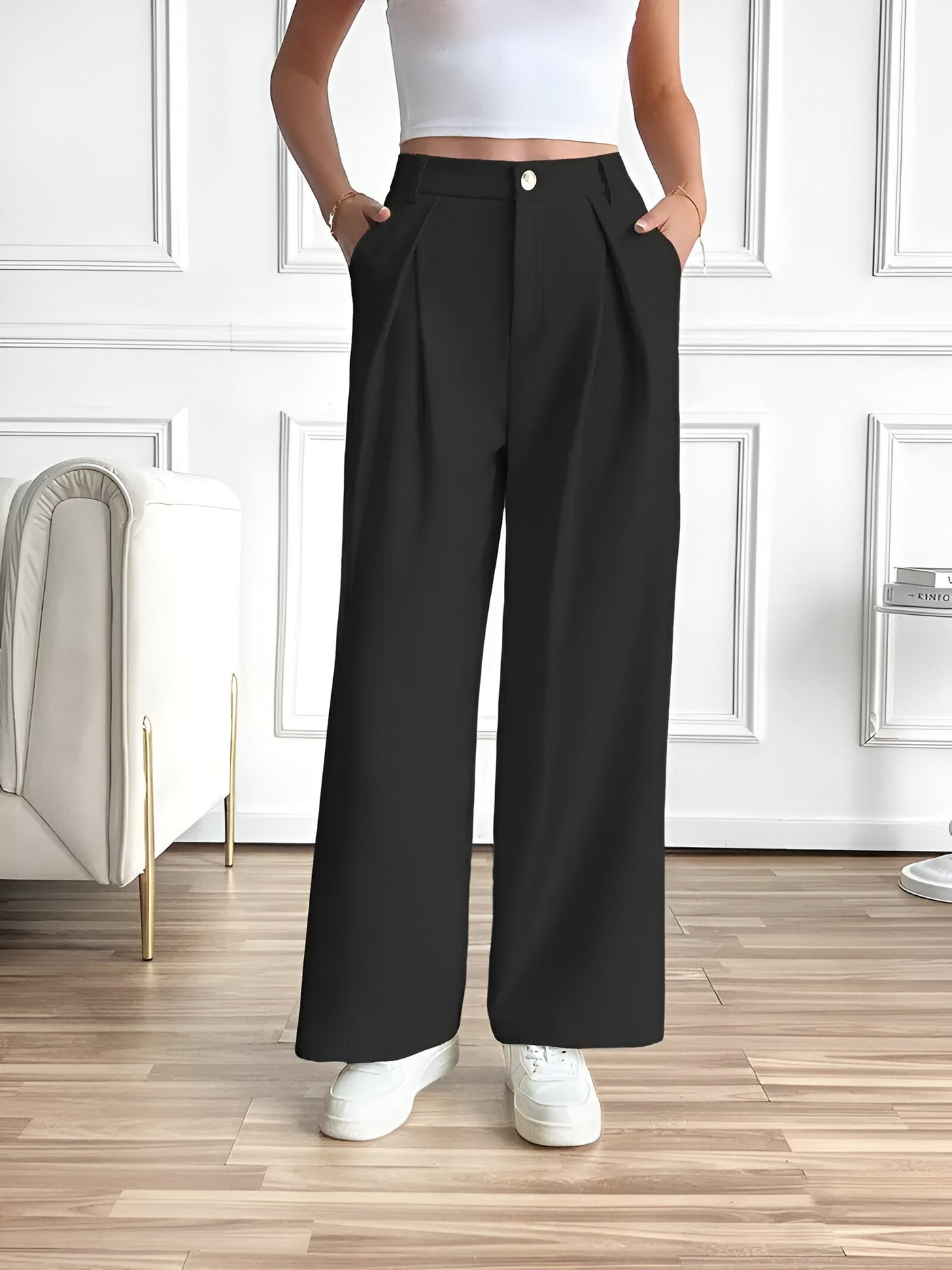 Edeltraud | Elegante Gerade-Hose mit Falten und Taschen