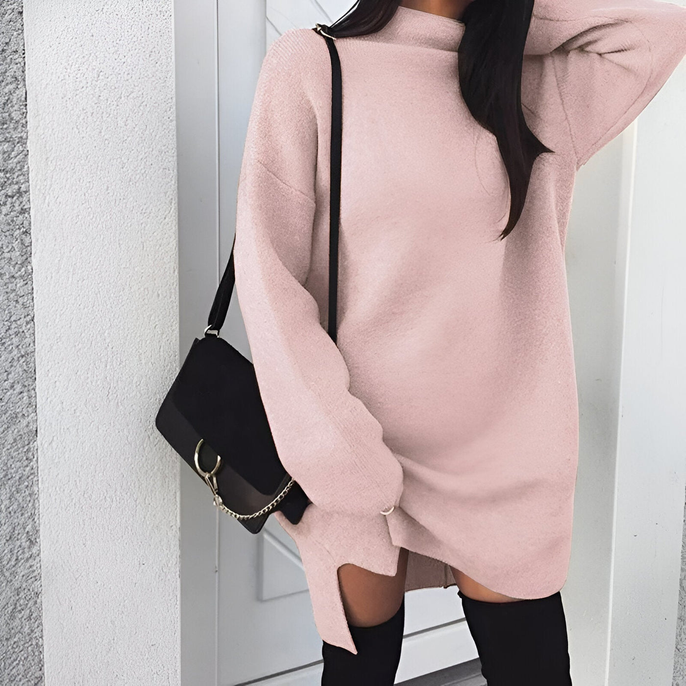 Saskia |  Herbst Oversized Rollkragenkleid