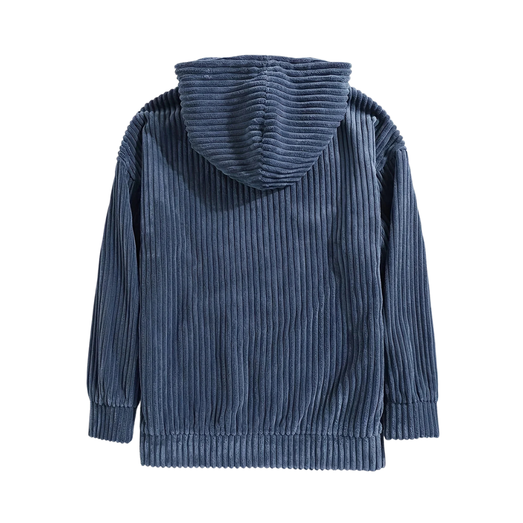 Strukturierter Cord-Kapuzenpullover mit Kängurutasche für Männer